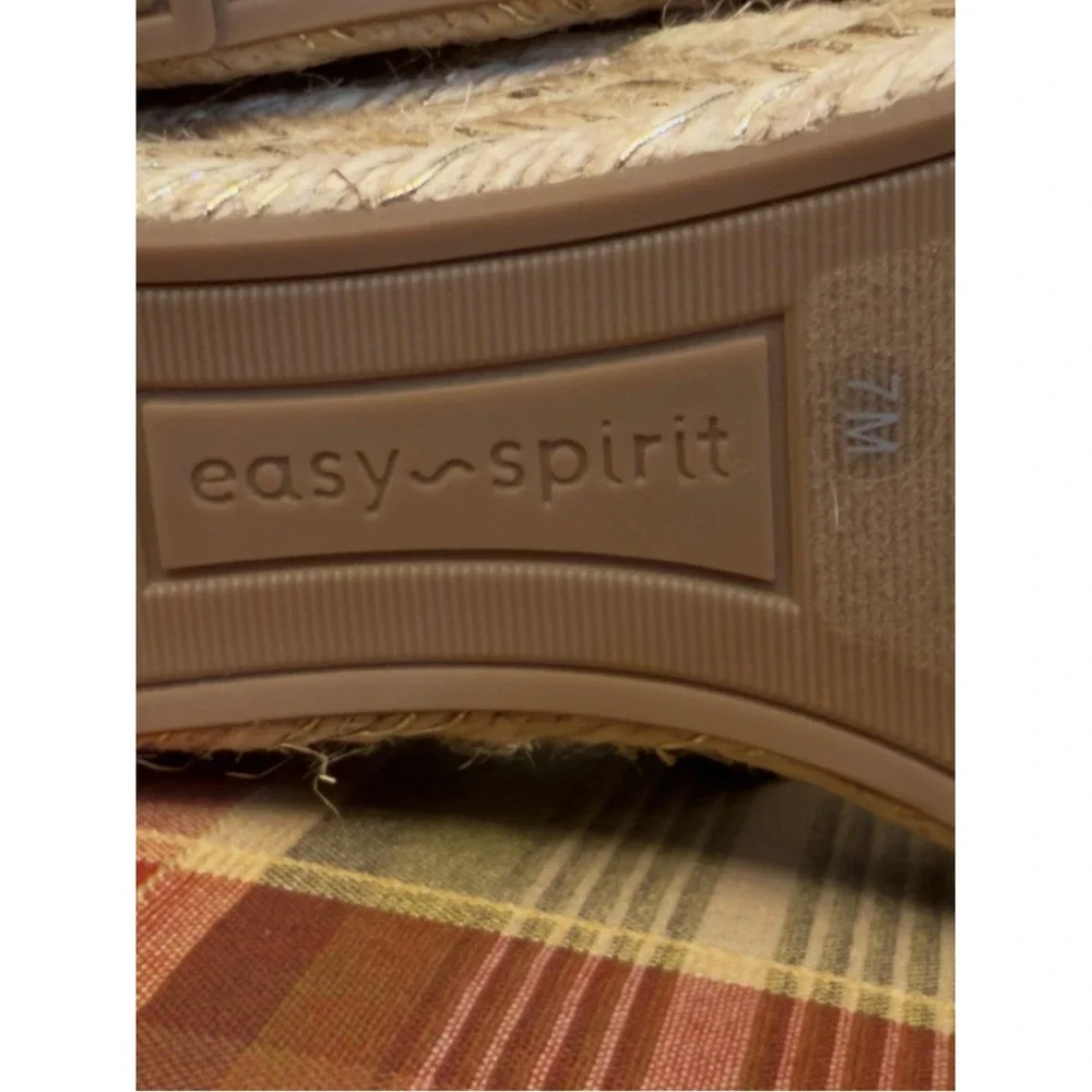 Easy Spirit Blue Espadrille Wedge Sandals | Elastic Strap Comfort Summer Shoes 7
